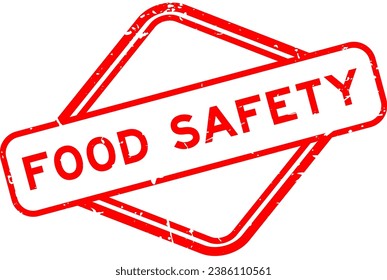 Grunge red food safety word rubber seal stamp on white background