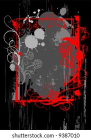 Grunge red frame vector