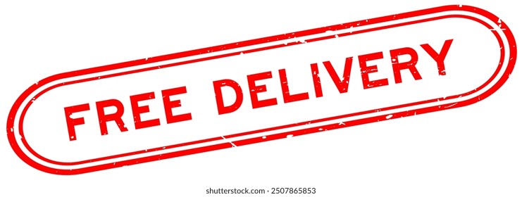 Grunge red free delivery word rubber seal stamp on white background