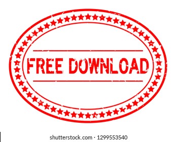 Grunge red free download word oval rubber seal stamp on white background