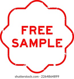 Grunge red free sample word rubber seal stamp on white background