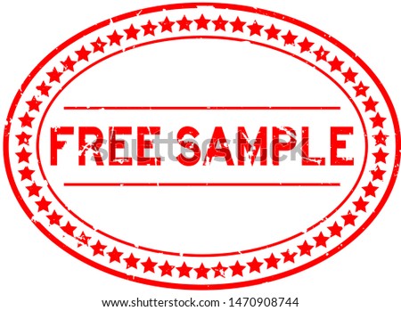 Grunge red free sample word oval rubber seal stamp on white background