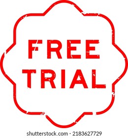 Grunge red free trial word rubber seal stamp on white background