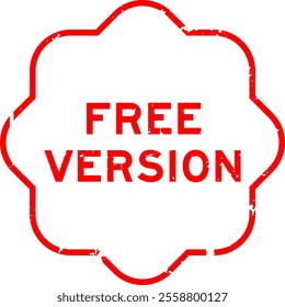 Grunge red free version word rubber seal stamp on white background