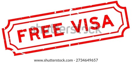 Grunge red free visa word rubber seal stamp on white background