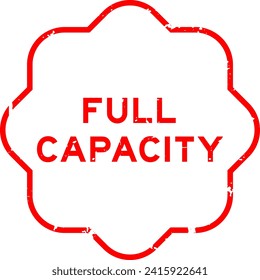 Grunge red full capacity word rubber seal stamp on white background