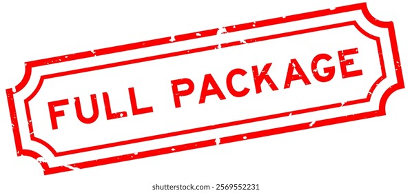 Grunge red full packagea word rubber seal stamp on white background