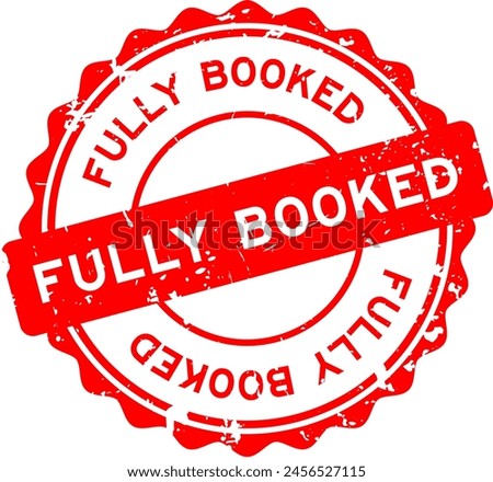 Grunge red fully booked word round rubber seal stamp on white background