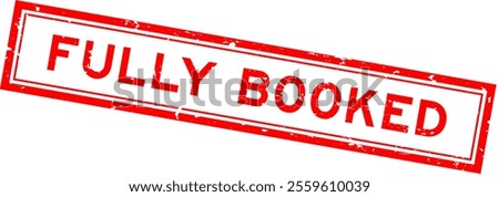 Grunge red fully booked word square rubber seal stamp on white bacckground