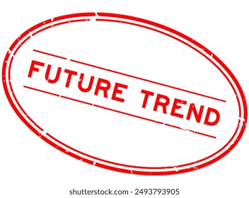 Grunge red future trend word oval rubber seal stamp on white background