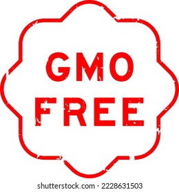 Grunge red GMO (abbreviation of Genetically Modified Organisms) free word rubber seal stamp on white background