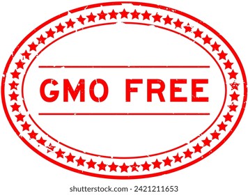 Grunge red GMO (abbreviation of Genetically Modified Organisms) free word oval rubber seal stamp on white background