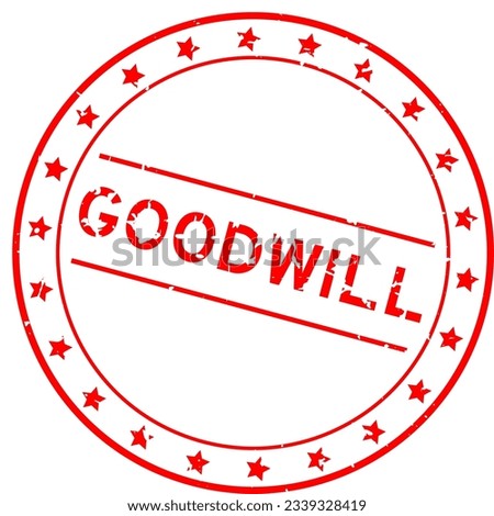 Grunge red goodwill word round rubber seal stamp on white background