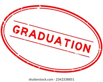 Grunge red graduation word oval rubber seal stamp on white background