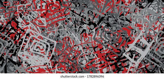 Grunge ist rot und grau. Abstrakter, nahtloser Hintergrund. Die Textur wiederholt sich. Vorlage für den Druck auf Gewebe, Papier, Wrapper. Ein chaotischer Hintergrund für Graffiti