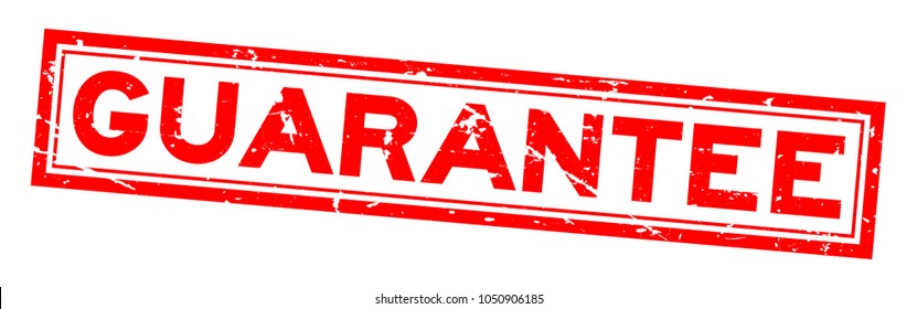 Grunge red guarantee word square rubber seal stamp on white background
