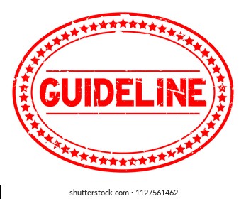 Grunge red guideline word oval rubber seal stamp on white background