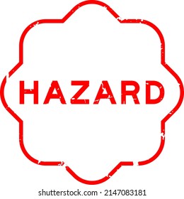 Grunge red hazard word rubber seal stamp on white background