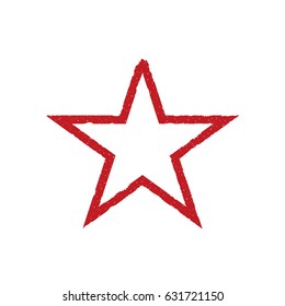 Grunge red heart. Christmas sign, communism label. Award and victory symbol
