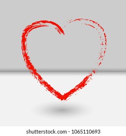 Grunge red heart. Vector illustration for your design and creative ideas.