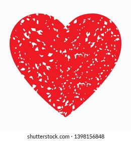 Grunge red heart vector isolated icon