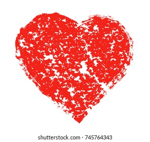 Grunge red heart.Abstract heart design.Vector love sign.