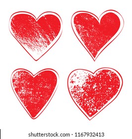 Grunge red hearts.Vector EPS10.