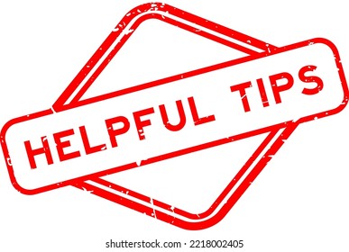 Grunge red helpful tips word rubber seal stamp on white background