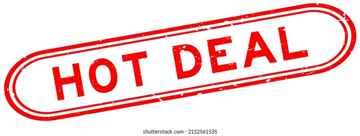 Grunge red hot deal word rubber seal stamp on white background