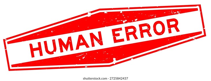 Grunge rojo humano error palabra hexágono sello de goma sobre fondo blanco