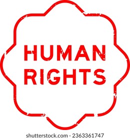 Grunge red human rights word rubber seal stamp on white background