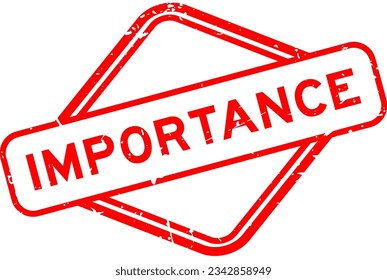 Grunge red importance word rubber seal stamp on white background