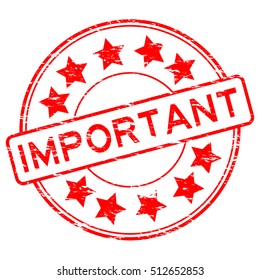 Grunge red important rubber stamp