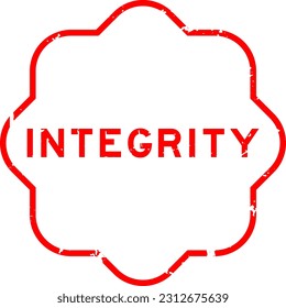 Grunge red integrity word rubber seal stamp on white background