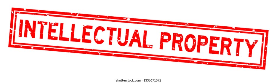 Grunge red intellectual property word square rubber seal stamp on white background
