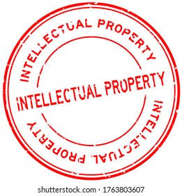 Grunge red intellectual property word round rubber seal stamp on white background