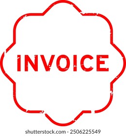 Grunge red invoice word rubber seal stamp on white background