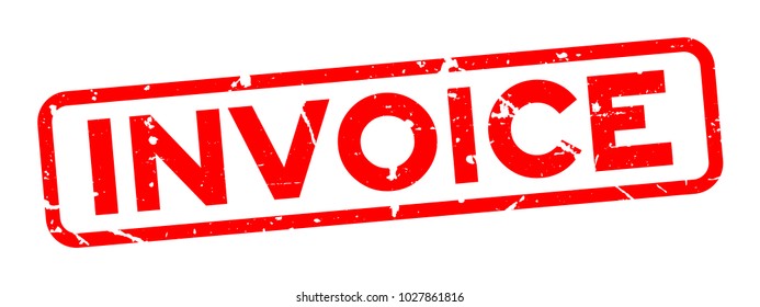 Grunge red invoice word square rubber seal stamp on white background