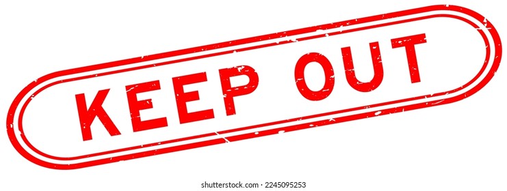 Grunge red keep out word rubber seal stamp on white background