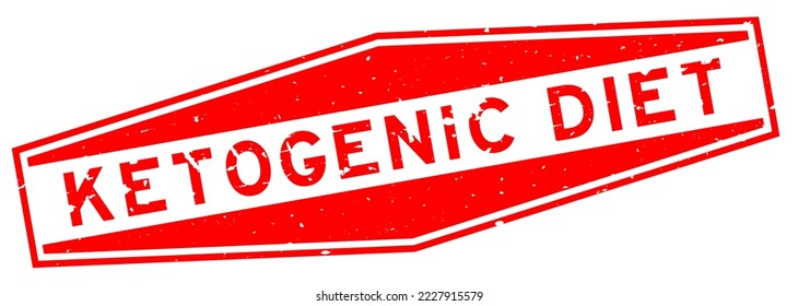 Grunge red ketogenic diet word hexagon rubber seal stamp on white background