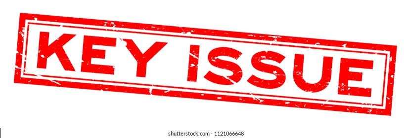 Grunge red key issue word square rubber seal stamp on white background