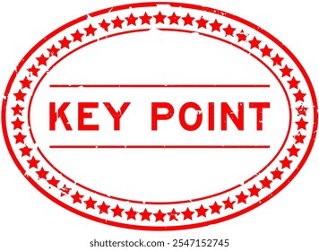 Grunge red key point word oval rubber seal stamp on white background