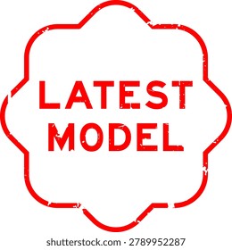 Grunge red latest model word square seal stamp on white background