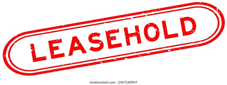 Grunge red leasehold word rubber seal stamp on white background
