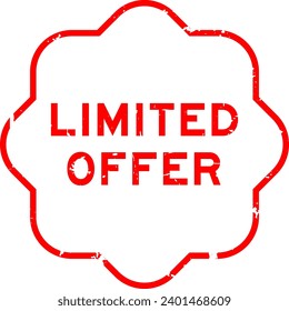 Grunge red limited offer word rubber seal stamp on white background