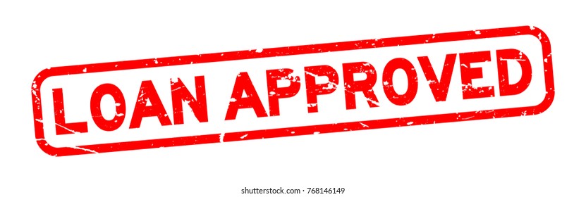 Grunge red loan approve square rubber seal stamp on white background
