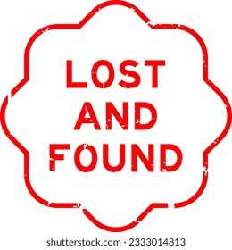 Grunge red lost and found word rubber seal stamp on wthie background