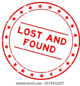 Grunge red lost and found word round rubber seal stamp on white background