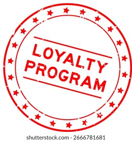 Grunge red loyalty program word round seal stamp on white background