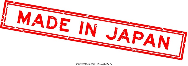 Grunge red made in japan word square rubber seal stamp on white background